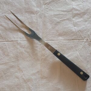 Ekco Flint Arrowhead VTG Stainless Vanadium Carving Serving Fork Black Handle